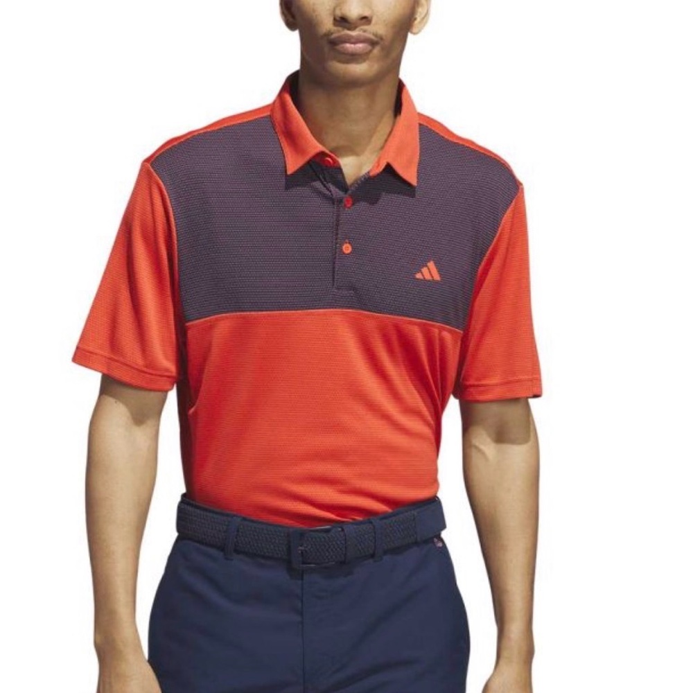 Adidas Core Color Block Golf Polo Shirt Bright Red HZ0420 Men's Size 2XL